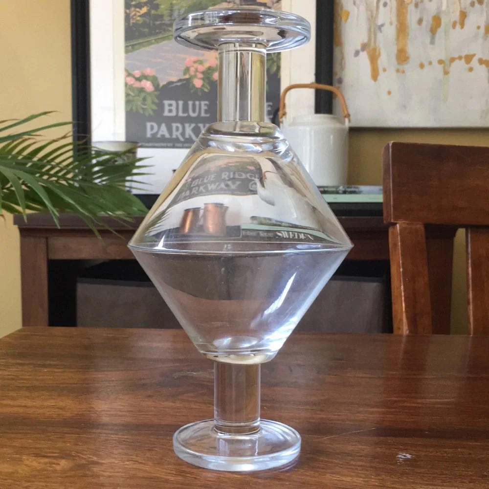 2 Crate & Barrel VIVA CLEAR Thick Stem Blown Martini Glasses (Set of 2)